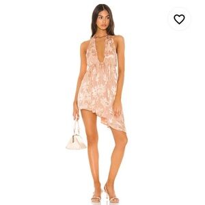 Lovers and friends deep plunge halter mini dress